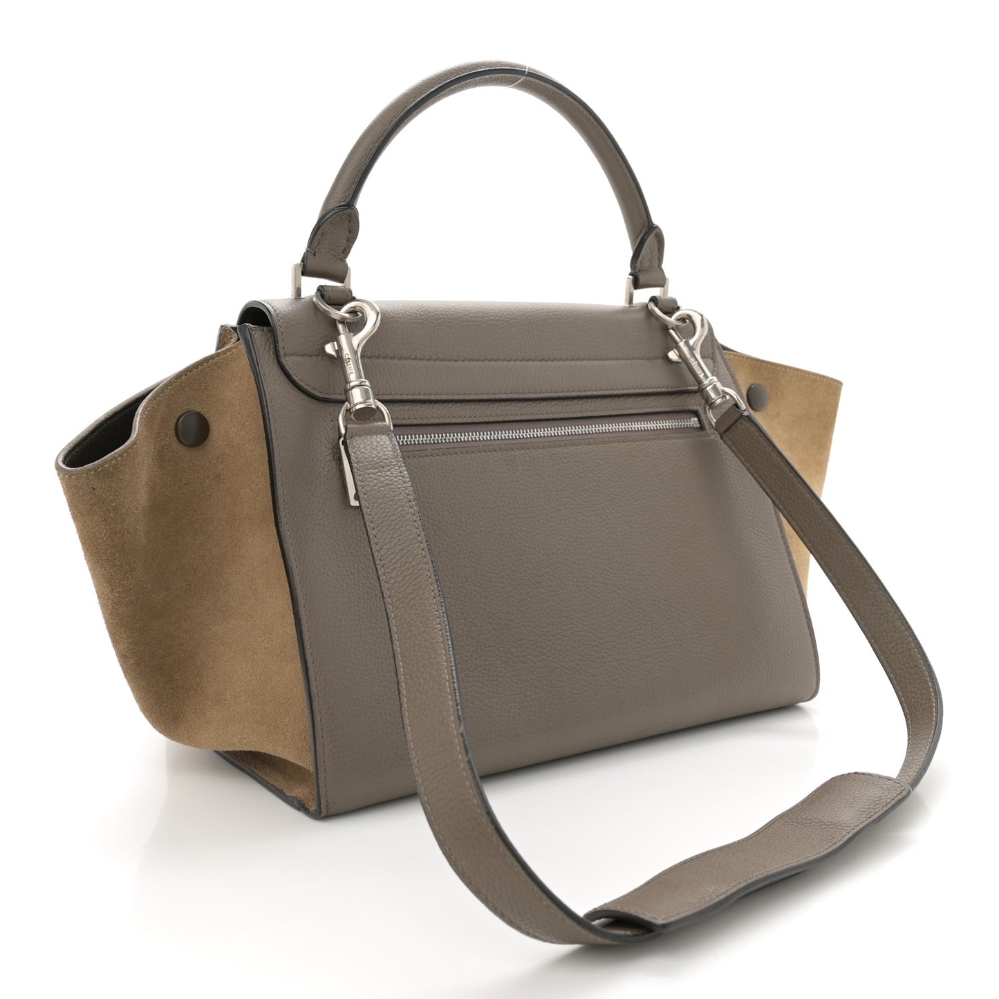 Drummed Calfskin Suede Small Trapeze Souris