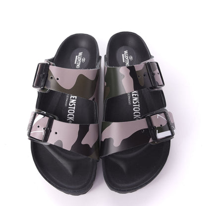 Valentino Garavani X BIRKENSTOCK Calfskin VLTN Arizona Slide Sandals 37 Army Green Poudre 5 of 9