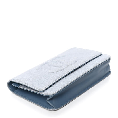 Chanel Caviar Timeless CC Wallet On Chain WOC Light Blue 3 of 4