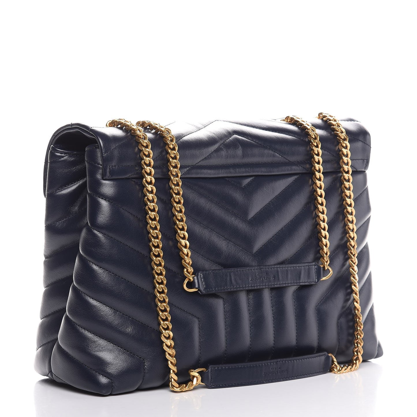Calfskin Y Quilted Monogram Medium Loulou Chain Satchel Medium Blue