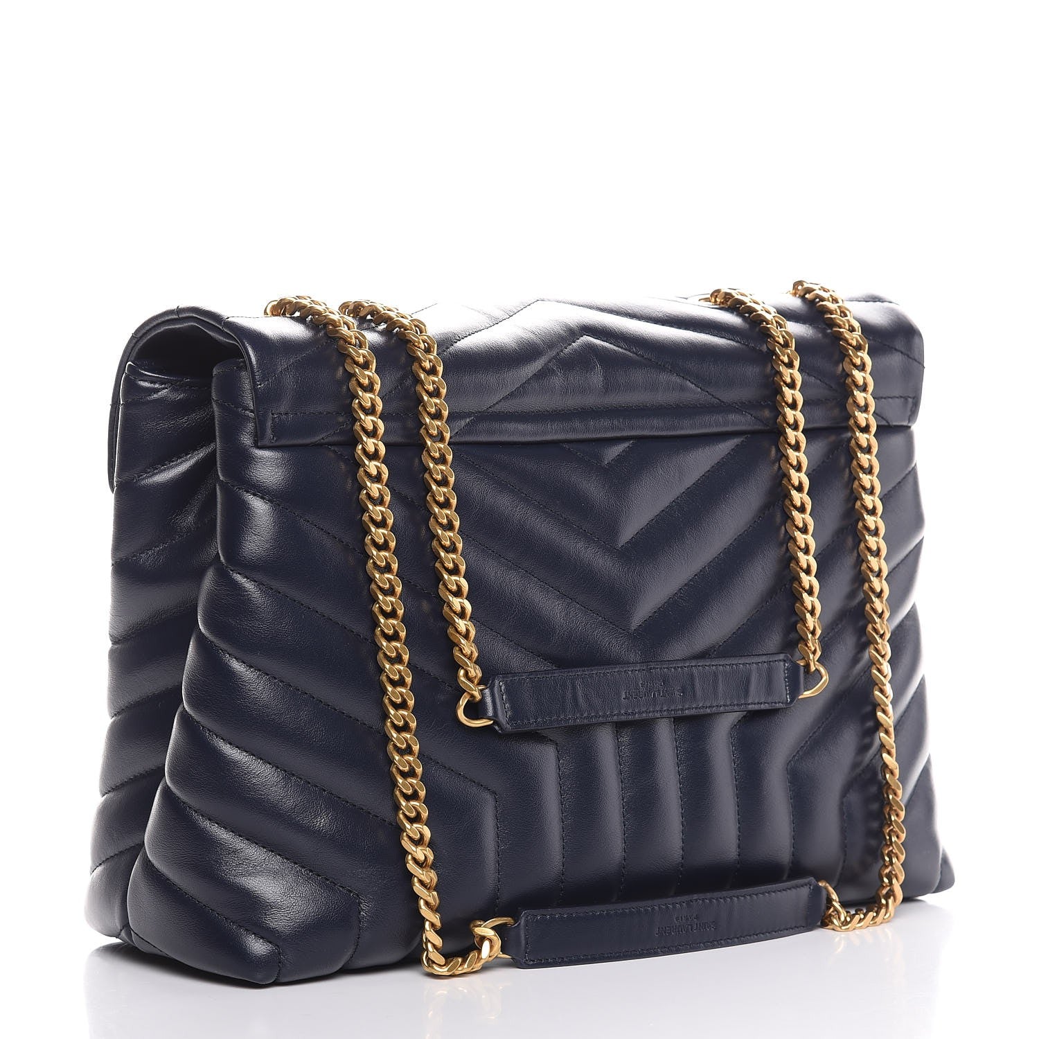 Saint Laurent Calfskin Y Quilted Monogram Medium Loulou Chain Satchel Medium Blue 3 of 8