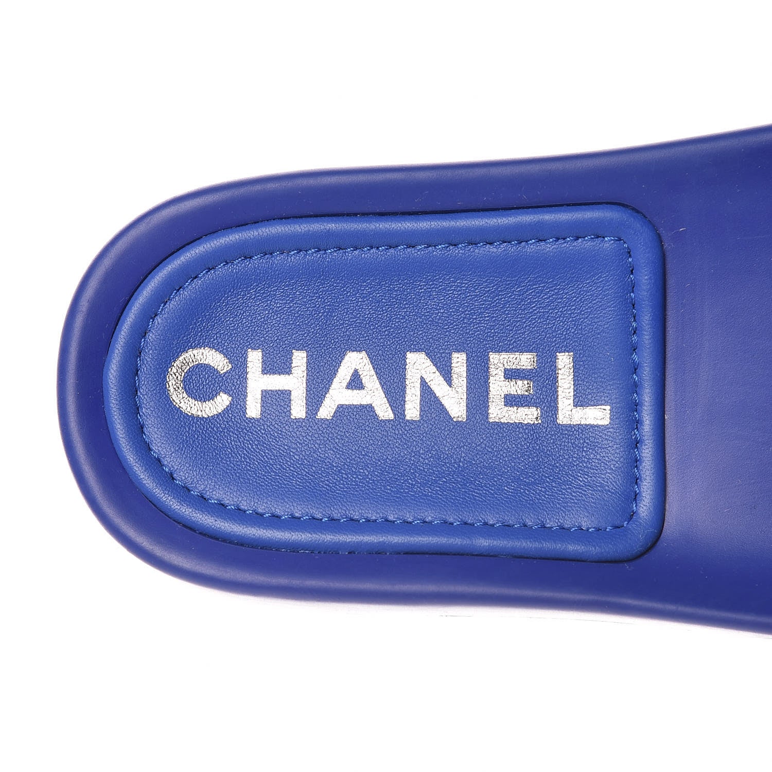 Chanel Lambskin Quilted CC Mules Sandals 36 Blue 5 of 9
