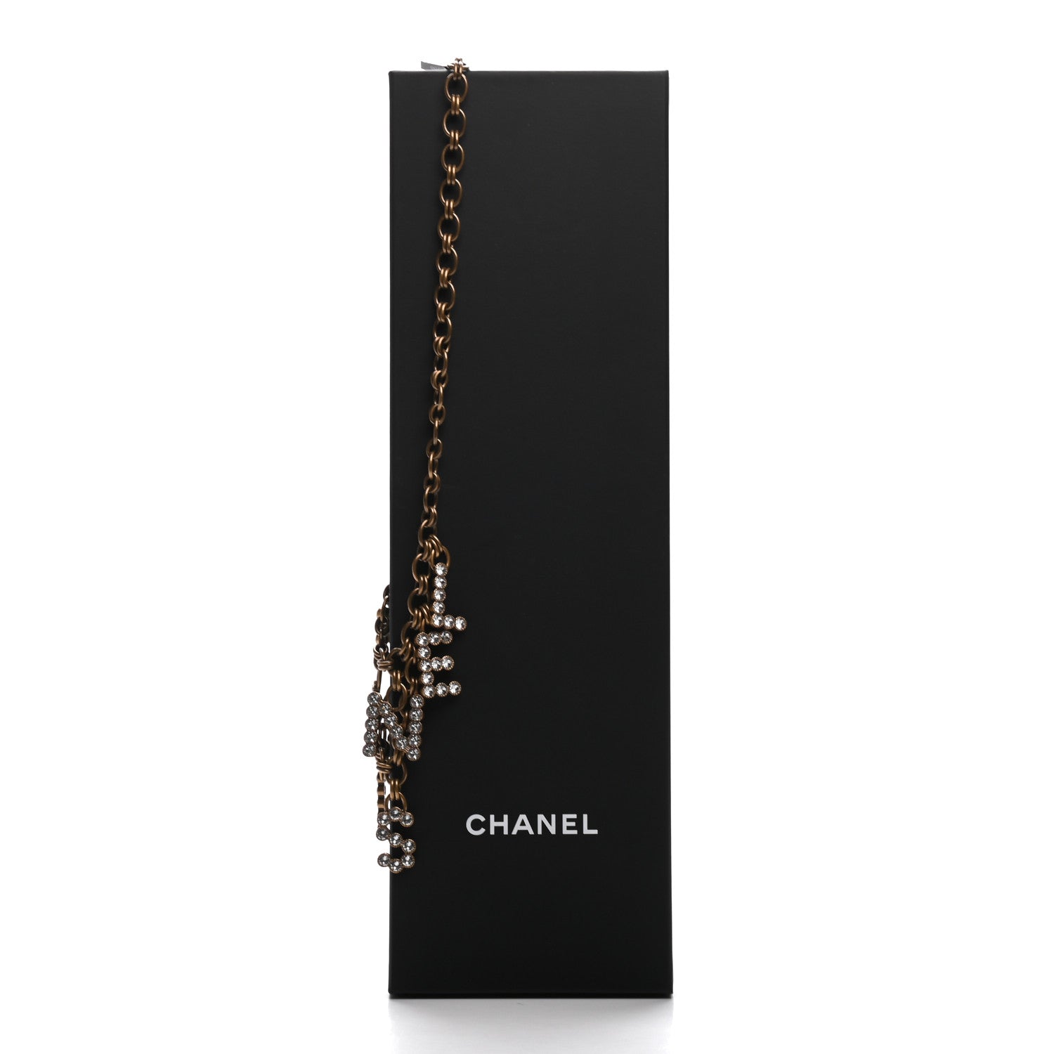 Chanel Crystal City of Lights Letter Chain Necklace Gold 5 of 5