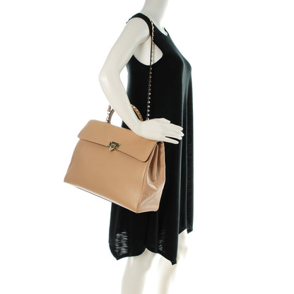 Valentino Garavani Vitello Large Rockstud Flap Satchel Poudre 2 of 8