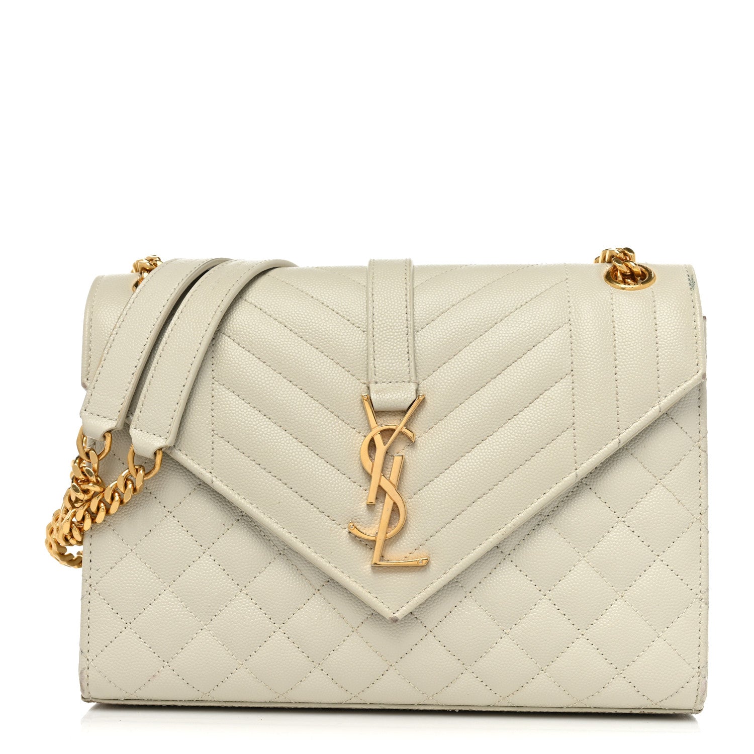 Saint Laurent Grain De Poudre Textured Mixed Matelasse Medium Triquilt Monogram Satchel Crema Soft 1 of 17