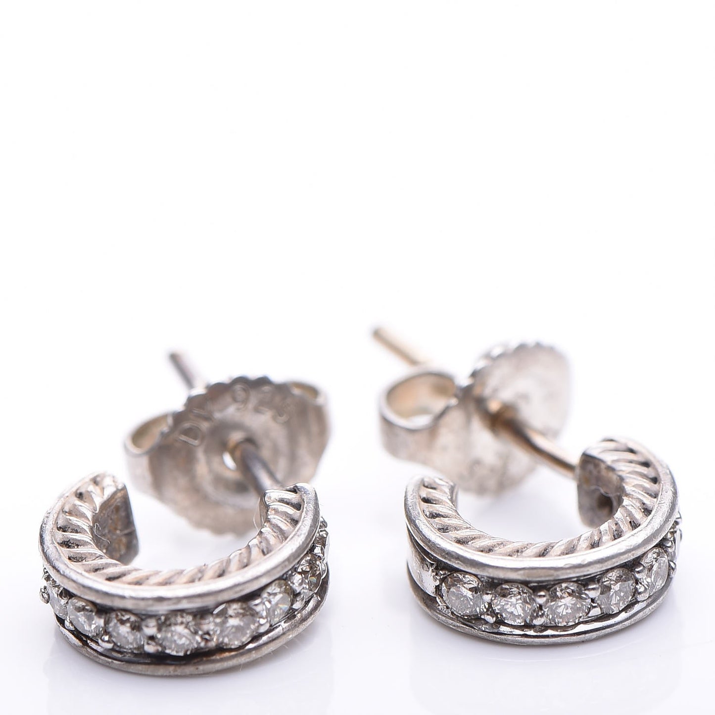 Sterling Silver Diamond Mini Cable Hoop Earrings