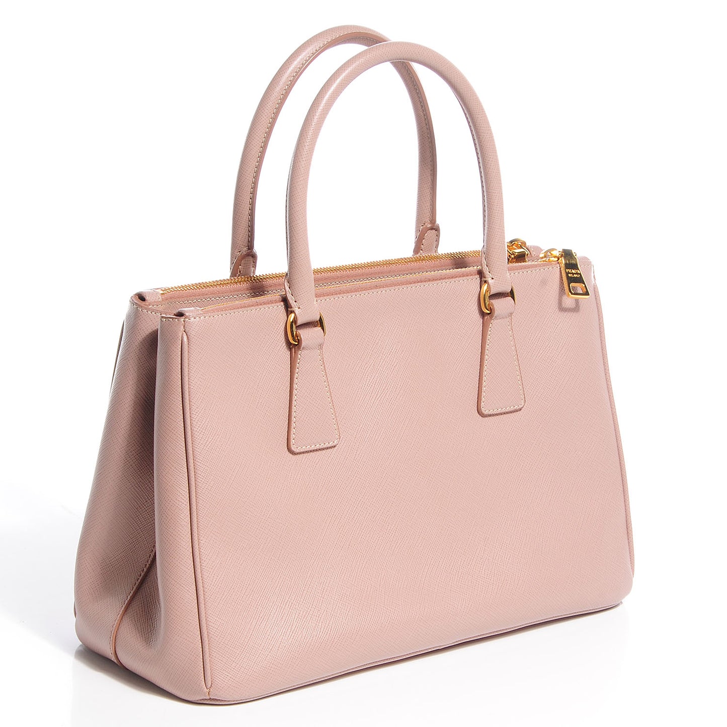 Saffiano Lux Small Double Zip Tote Cammeo
