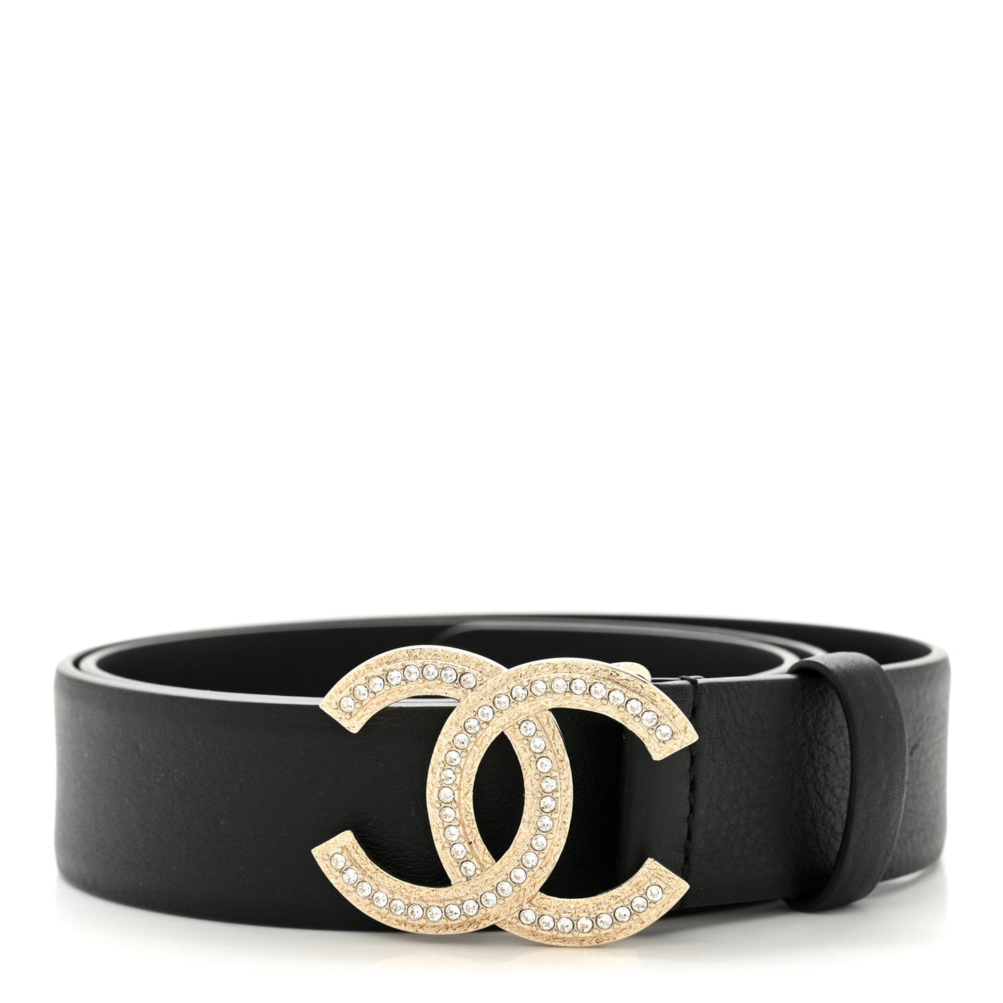 Calfskin Crystal CC Belt 75 30 Black