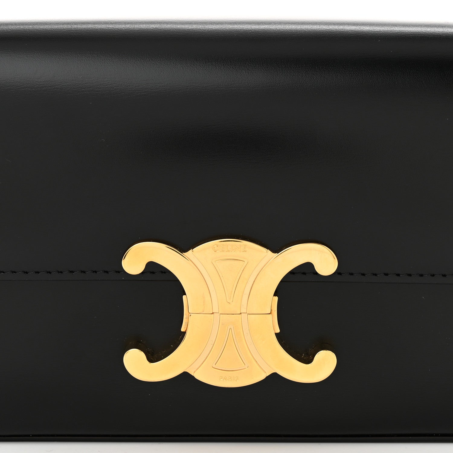 Celine Shiny Calfskin Triomphe Shoulder Bag Black 8 of 10