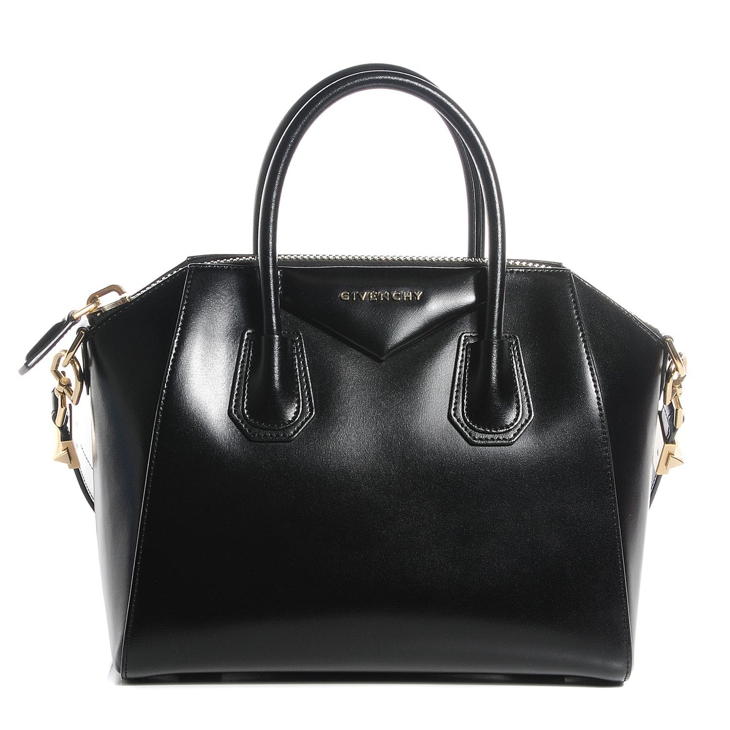 Shiny Lord Calfskin Small Antigona Black