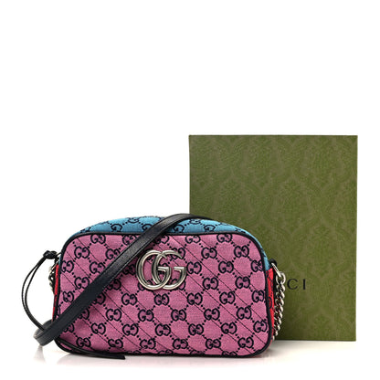 Gucci Monogram Multicolor Matelasse Diagonal Small GG Marmont Chain Shoulder Bag Pink Blue Green Red Light Blue 12 of 12