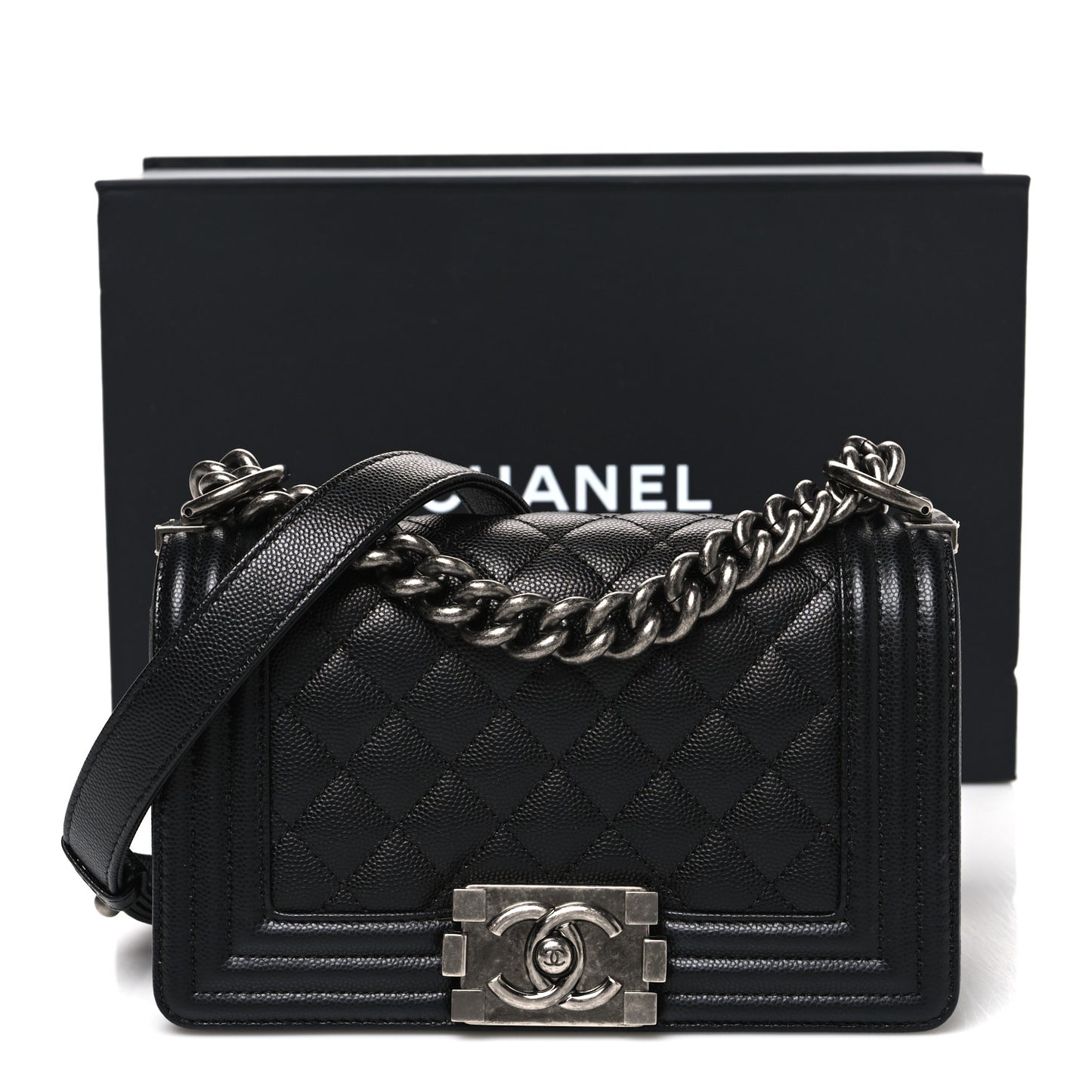 Caviar Quilted Small Boy Flap Black