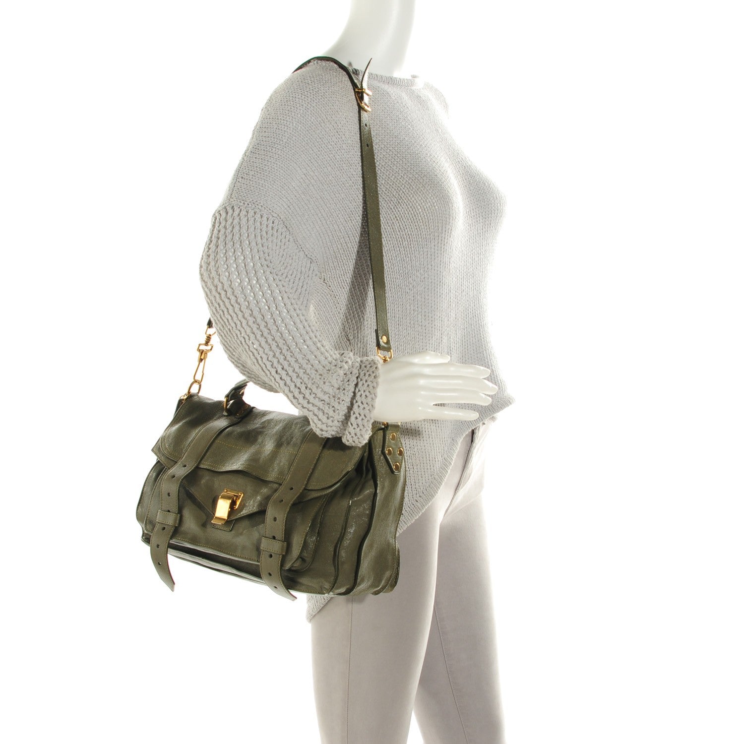 Proenza Schouler Lambskin Medium PS1 Satchel Dark Olive 2 of 13