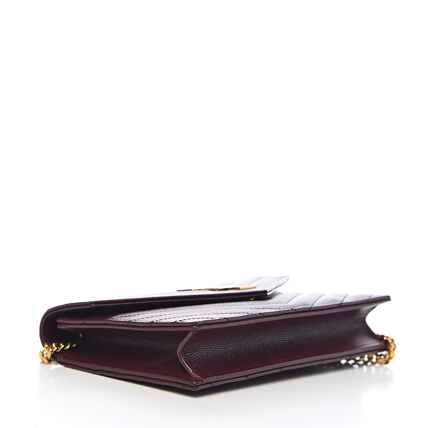Saint Laurent Grain De Poudre Matelasse Chevron Monogram Envelope Chain Wallet Rouge Legion 4 of 9