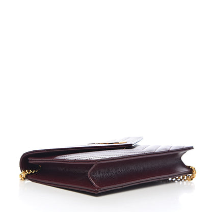 Saint Laurent Grain De Poudre Matelasse Chevron Monogram Envelope Chain Wallet Rouge Legion 4 of 9