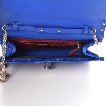 Valentino Garavani Velvet Rockstud Spike Wallet on Chain Acid Blue 5 of 9