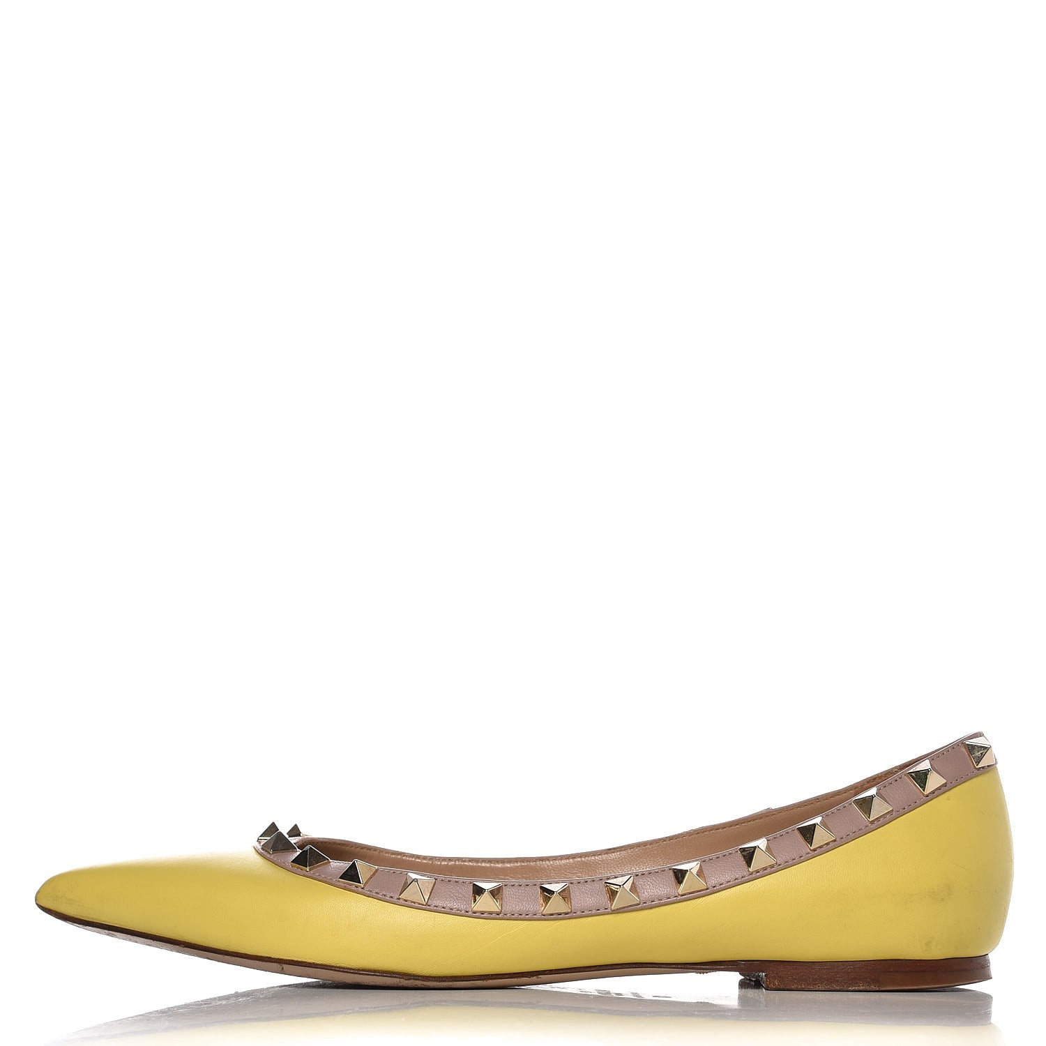 Valentino Garavani Nappa Rockstud Ballerina Flats 37 Naples Yellow Poudre 1 of 12