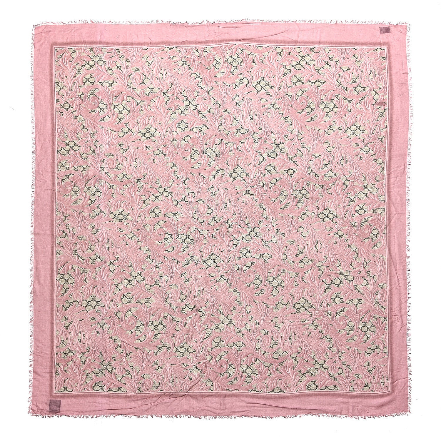 Gucci Modal Silk GG Monogram Big Arabesque Shawl Beige Pink 1 of 4