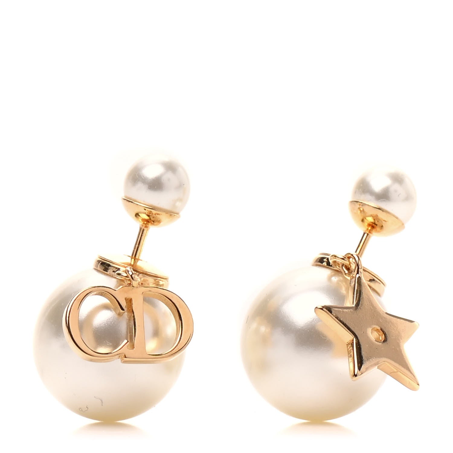 Christian Dior Pearl Mise En Dior Logo Tribal Earrings 1 of 6