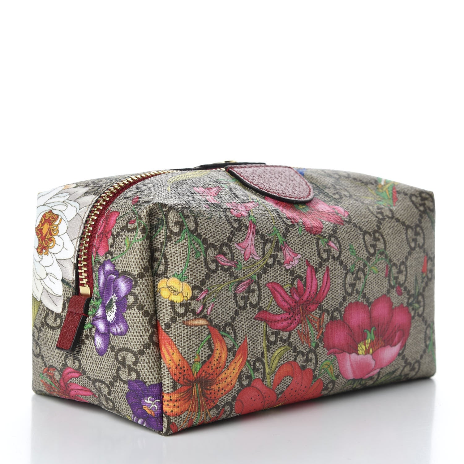 Gucci Soft GG Supreme Monogram Flora Calfskin Medium Ophidia Cosmetic Case Beige Ebony Multicolor Rosso 3 of 9