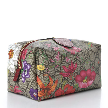 Gucci Soft GG Supreme Monogram Flora Calfskin Medium Ophidia Cosmetic Case Beige Ebony Multicolor Rosso 3 of 9