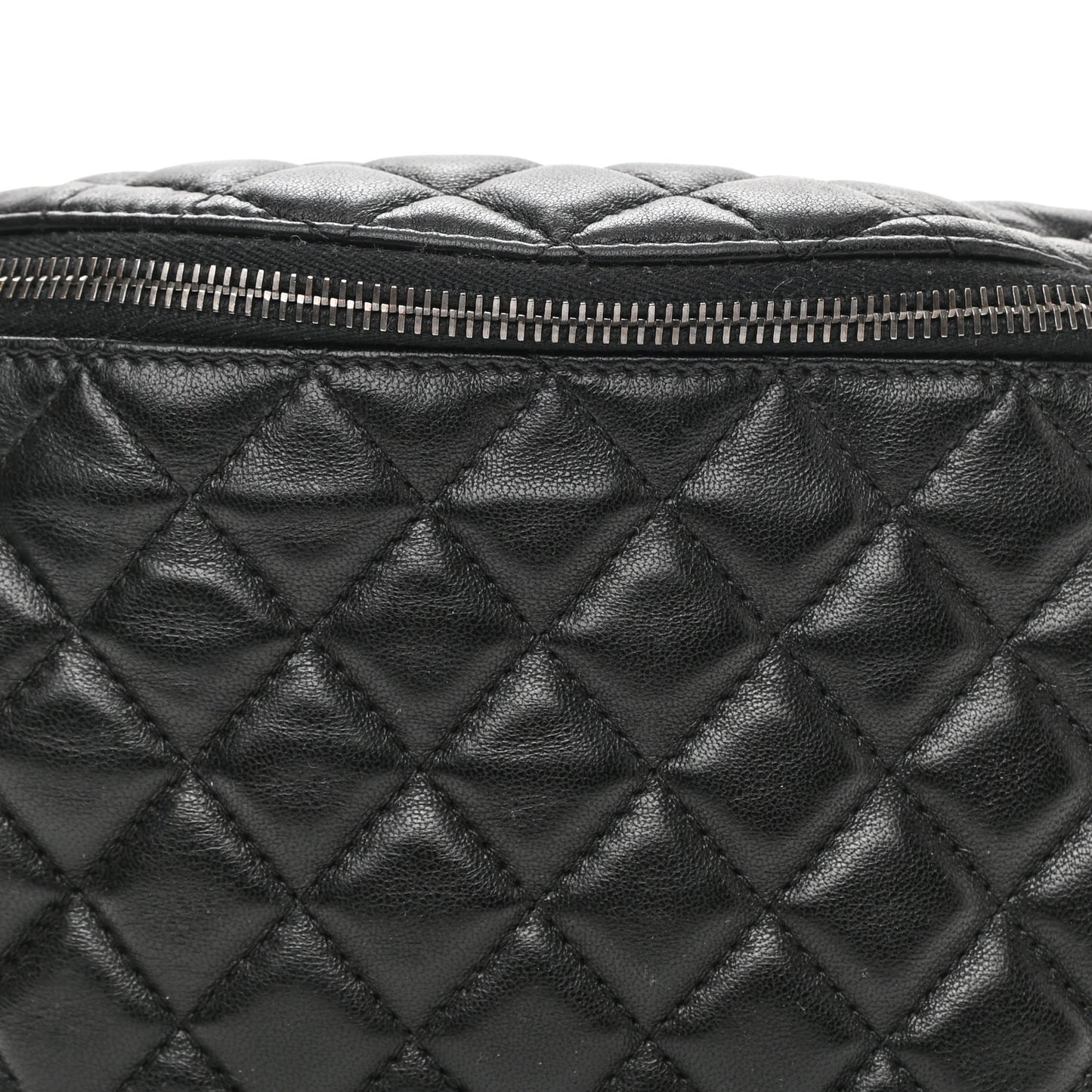Lambskin Quilted Banane Waist Bag Fanny Pack Black