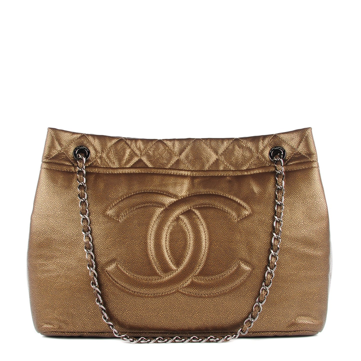 Caviar Quilted Large Timeless CC Soft Tote Bronze