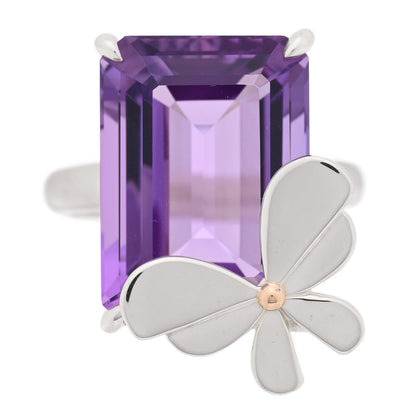 Tiffany Sterling Silver 18K Rose Gold Amethyst Return to Tiffany Love Bugs Butterfly Ring 54 7 1 of 5