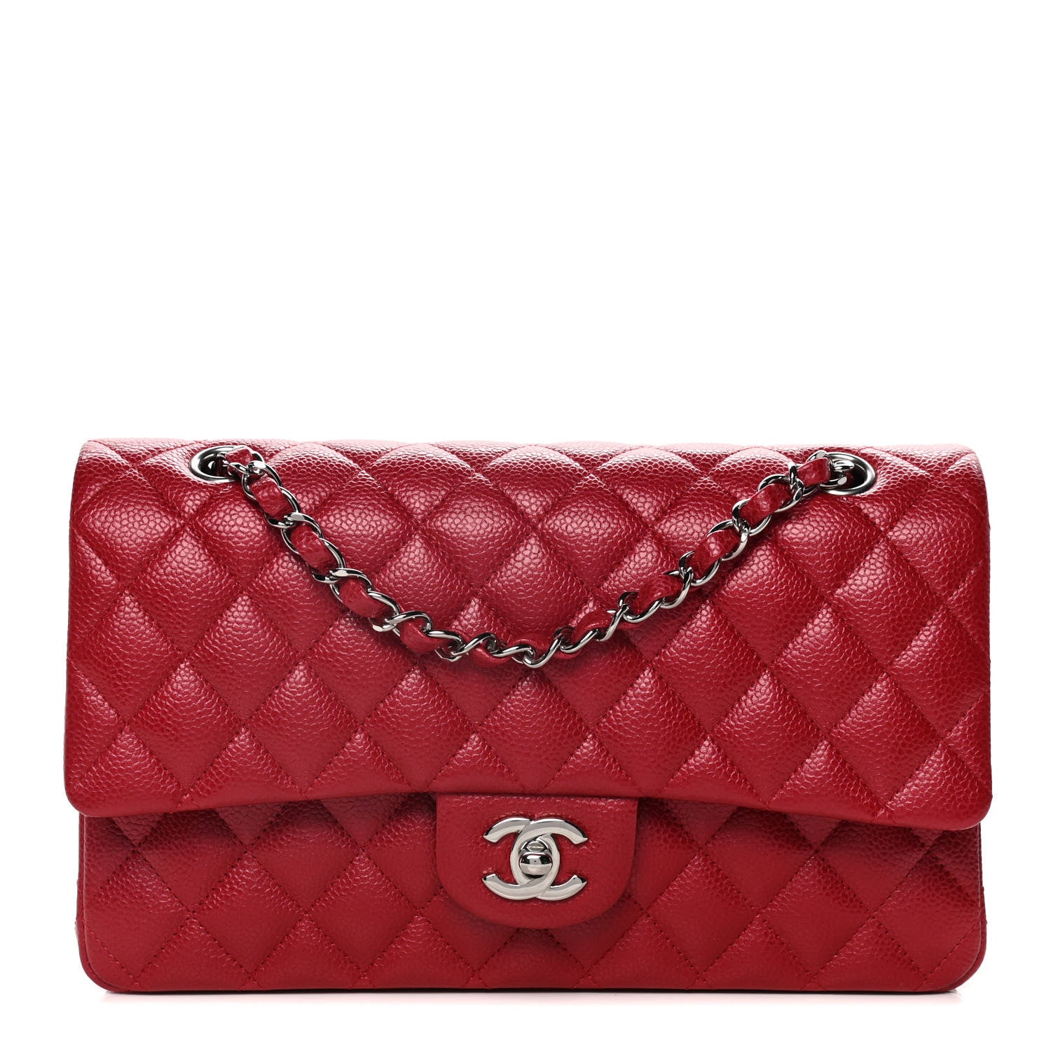 Chanel Metallic Caviar Quilted Medium Double Flap Dark Pink 1 of 10
