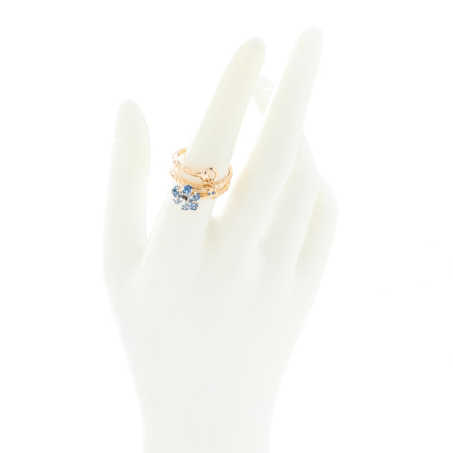 18K Rose Gold Diamond Blue Sapphire Flora Wrap Ring 52 6