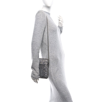 Chanel Tweed Sequin Chain Around Phone Holder Silver Black 2 of 10