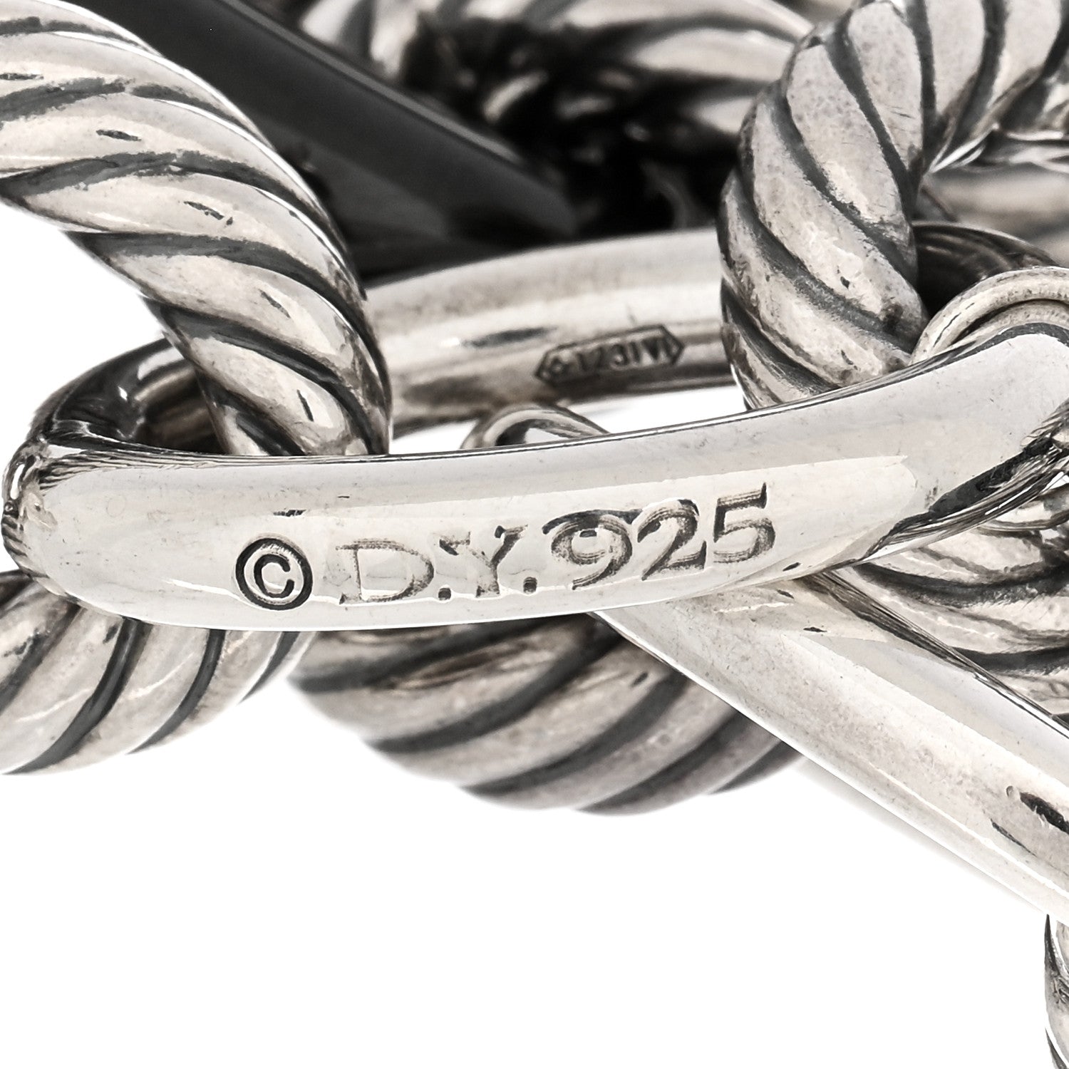 David Yurman Sterling Silver Black Ceramic 18mm Large Oval Link Necklace Black 4 of 4