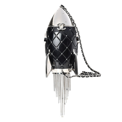 Chanel Plexiglass Crystal Rocket Ship Minaudière Clutch Black 1 of 10