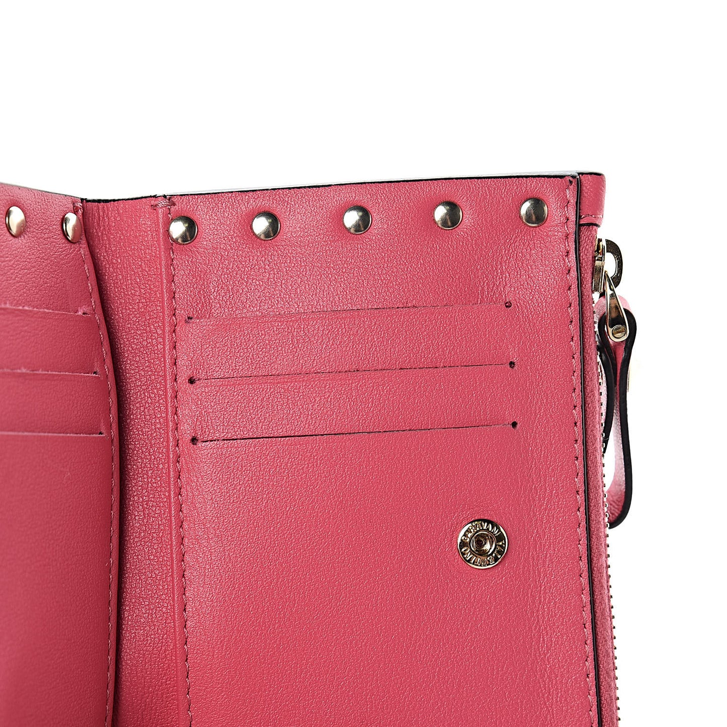 Vitello Rockstud Coin Case Card Holder Shadow Pink