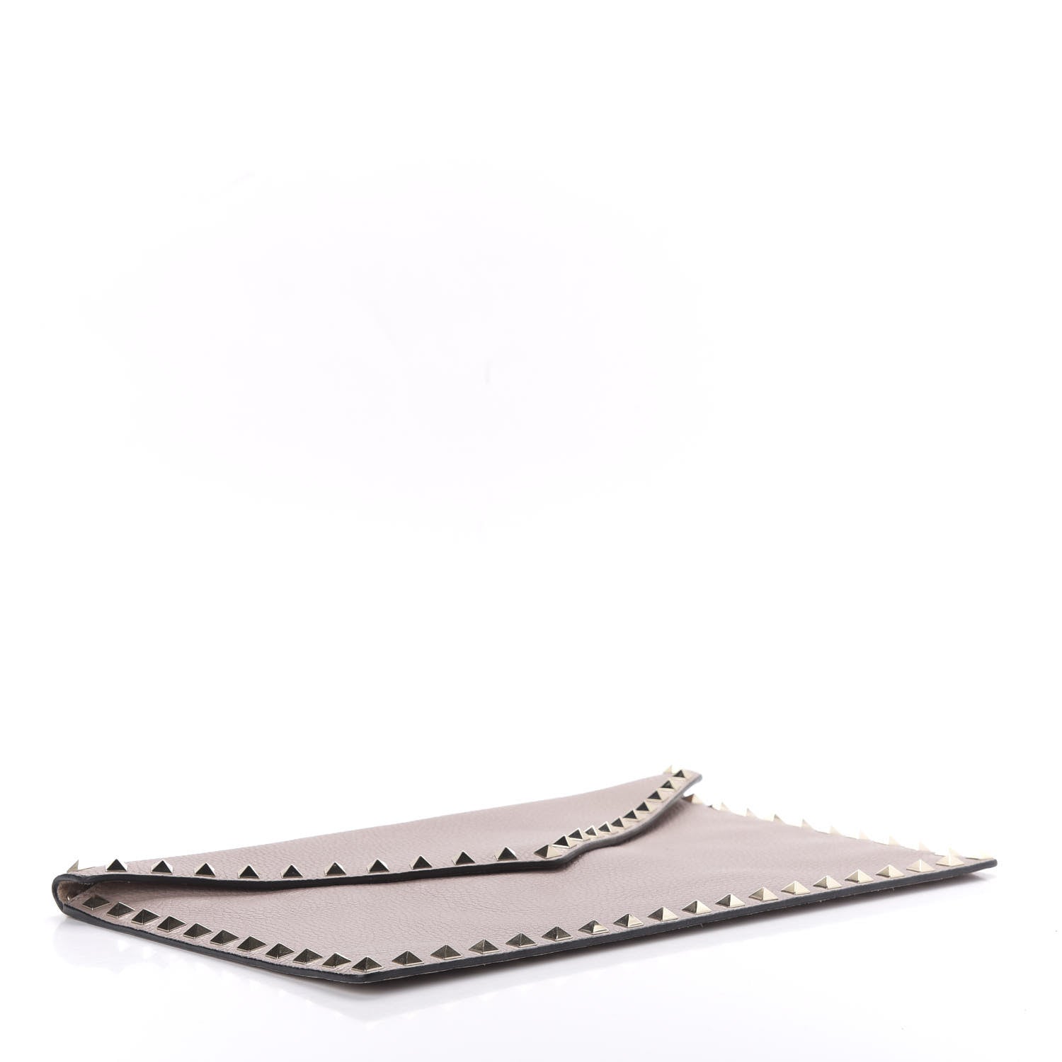 Valentino Garavani Pebbled Calfskin Rockstud Envelope Clutch Poudre 4 of 9