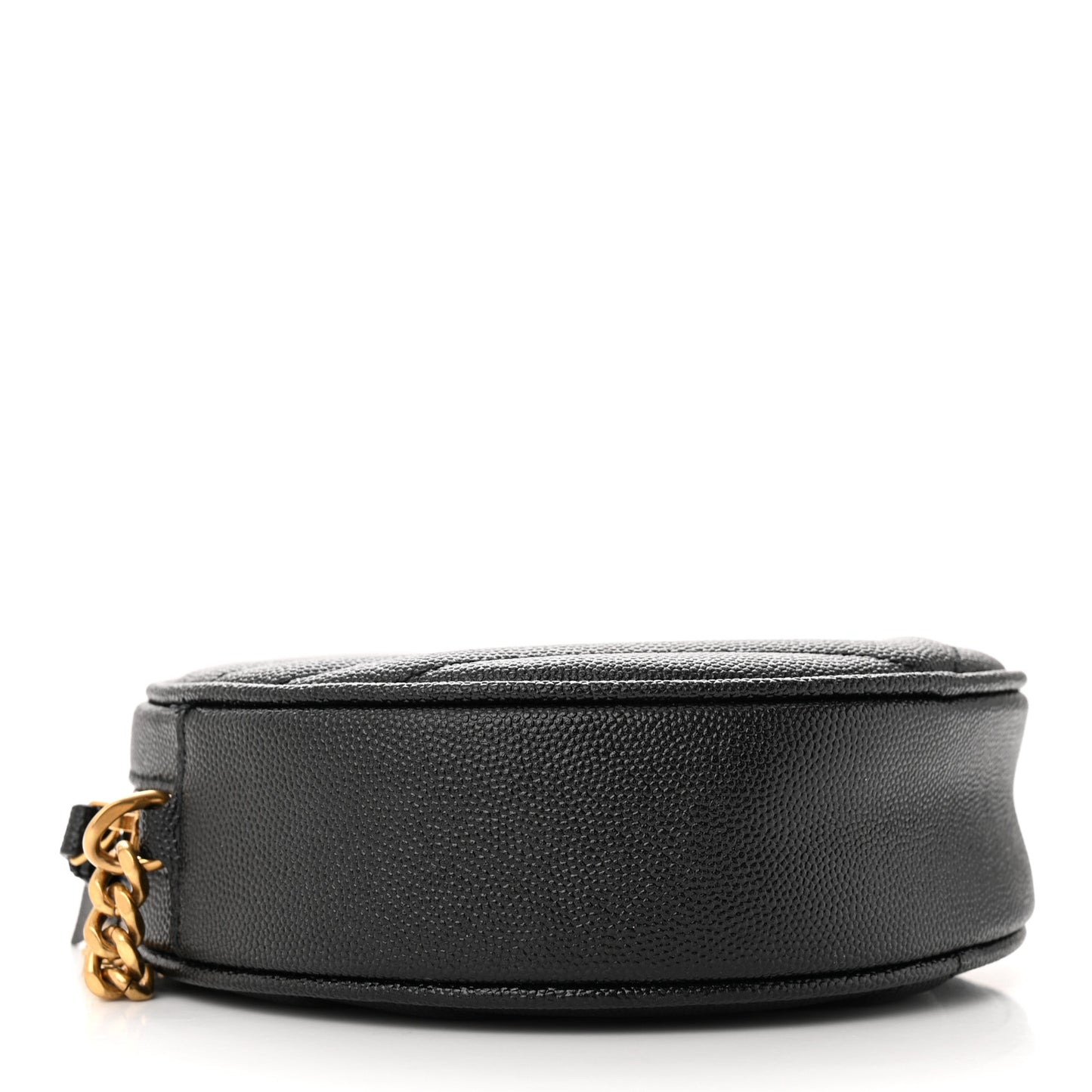 Grain De Poudre Matelasse Chevron Quilted Round Vinyle Camera Bag Black