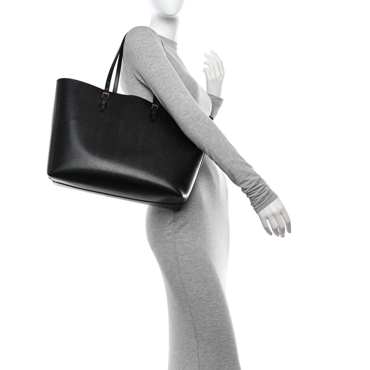 Saint Laurent Calfskin Large Shopping Tote Black 2 of 10