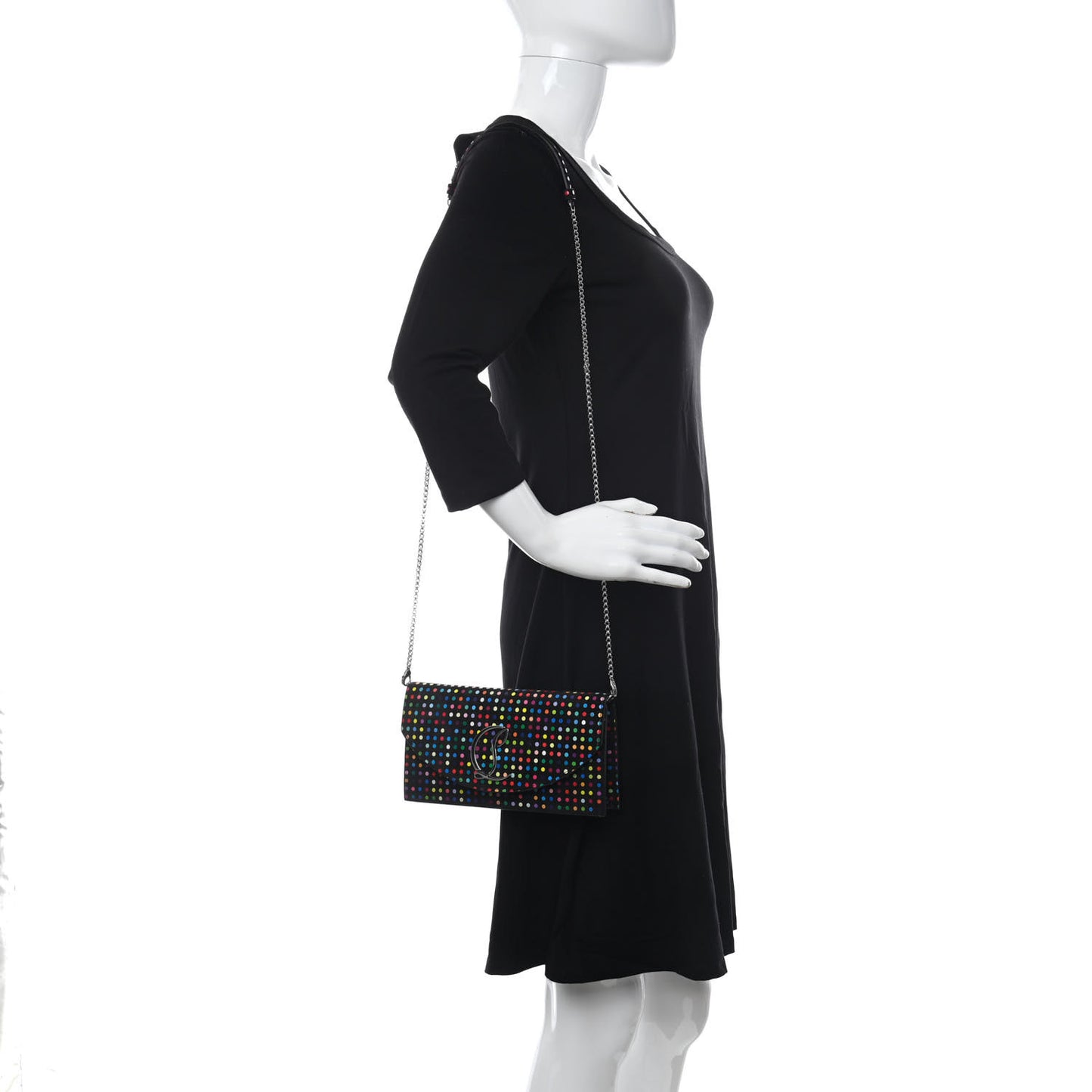 Suede Polka Dot Loubi54 Crossbody Clutch Black Multicolor