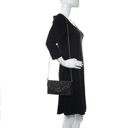 Christian Louboutin Suede Polka Dot Loubi54 Crossbody Clutch Black Multicolor 2 of 9