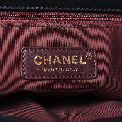Chanel Calfskin Quilted Large Gold Bar Top Handle Tote Dark Navy Blue 7 of 11