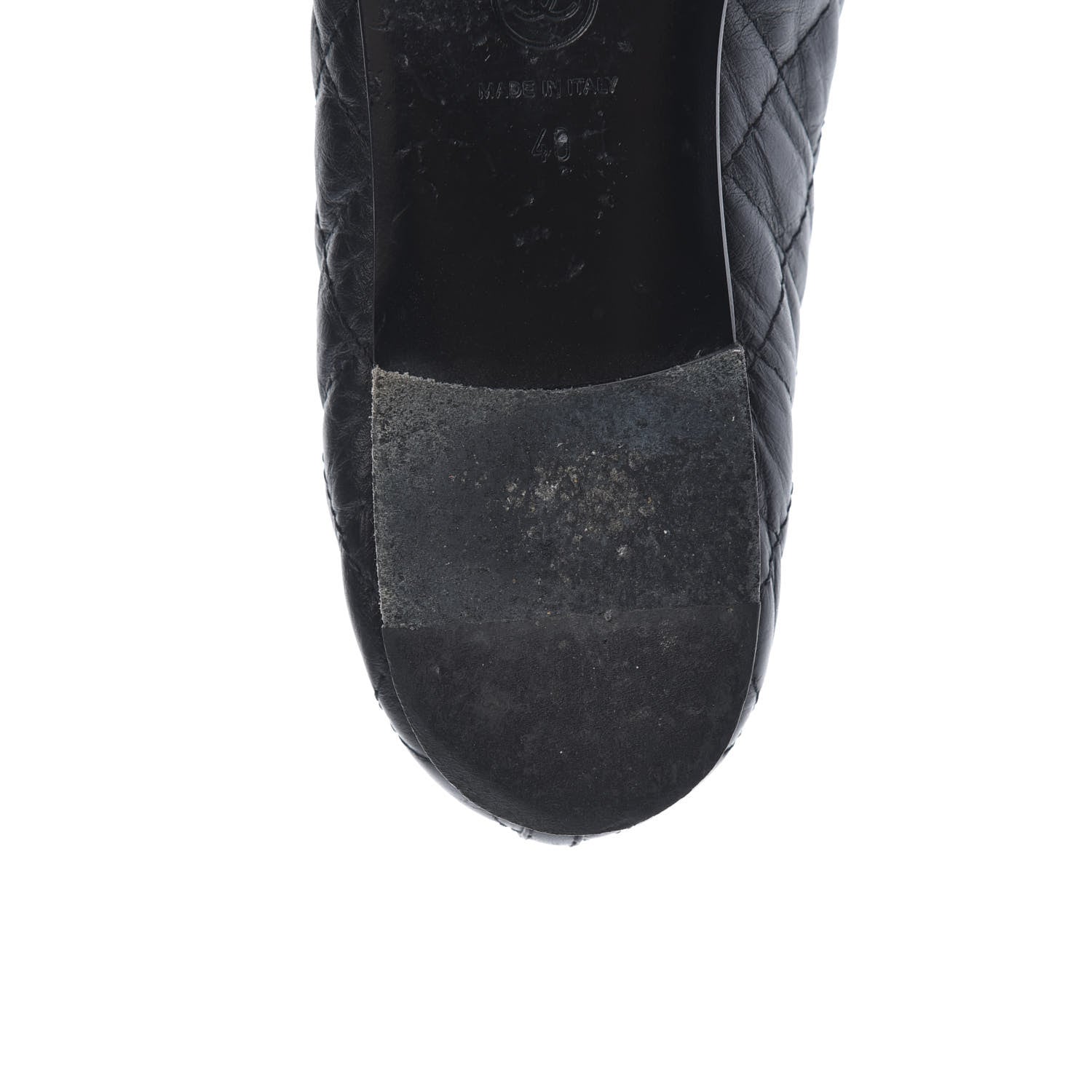 Chanel Aged Calfskin Quilted CC Cap Toe Ballerina Flats 40 Black 11 of 12