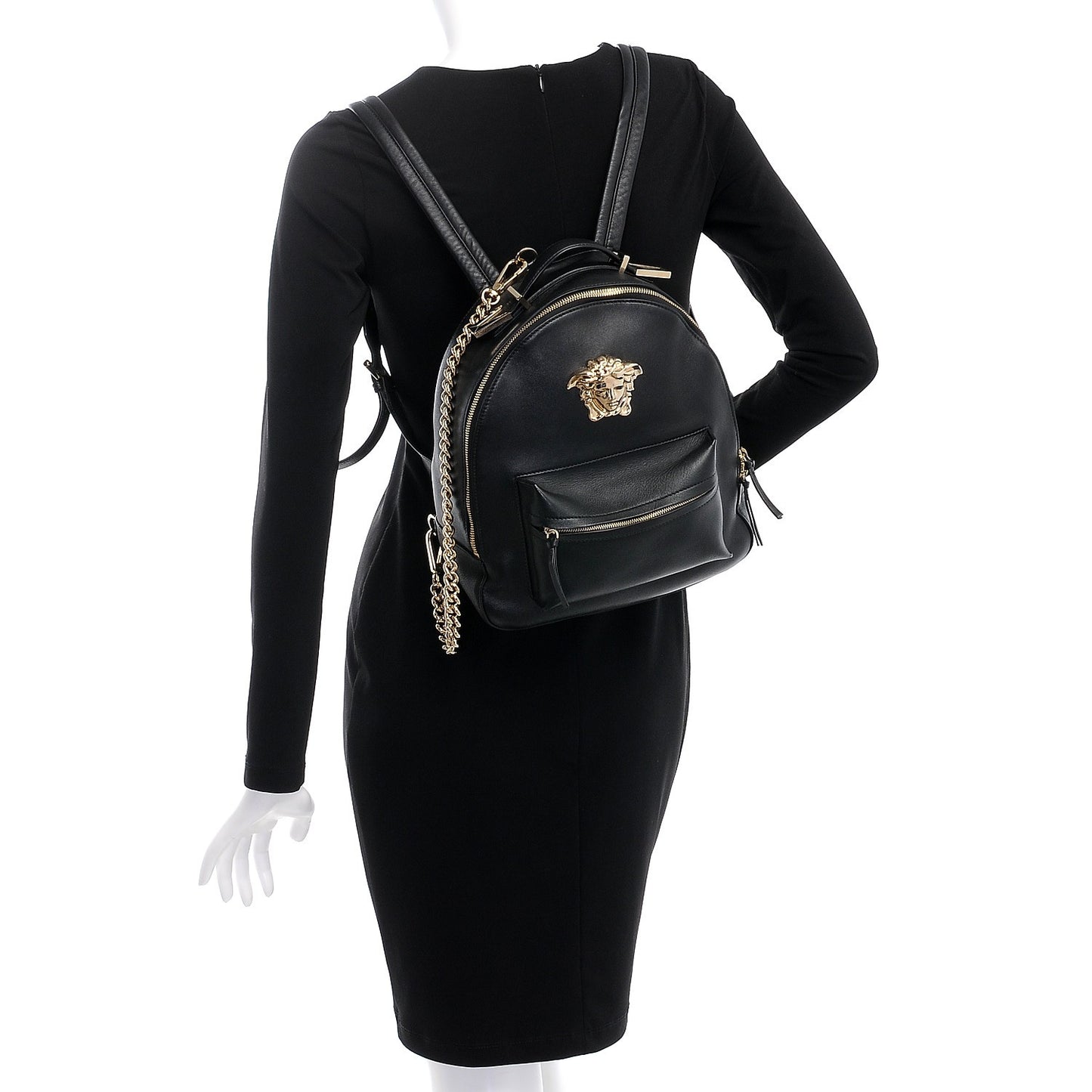 Calfskin Palazzo Medusa Backpack Black