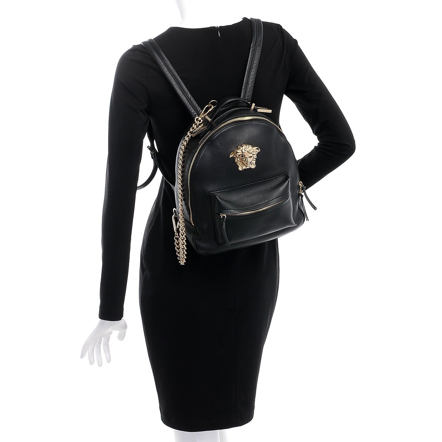 Versace Calfskin Palazzo Medusa Backpack Black 2 of 7