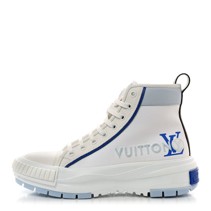 Louis Vuitton Canvas Monogram LV Squad Sneaker Boots 38 White Blue 1 of 9