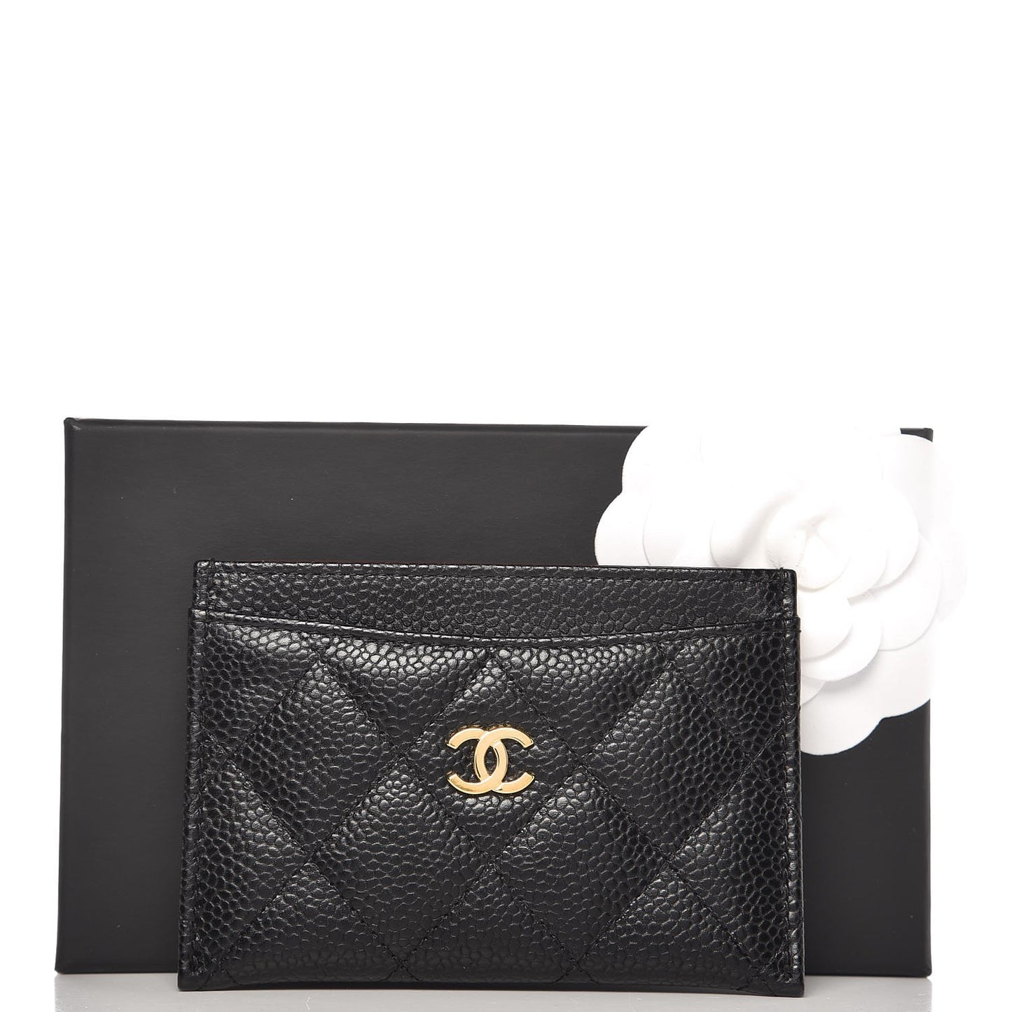Caviar Quilted Card Holder Black