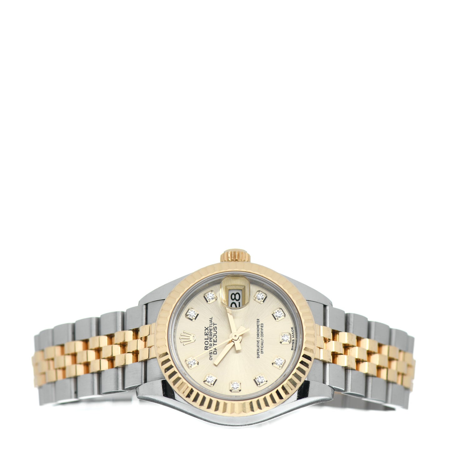Stainless Steel 18K Yellow Gold Diamond 28mm Oyster Perpetual Datejust Watch Champagne 279173