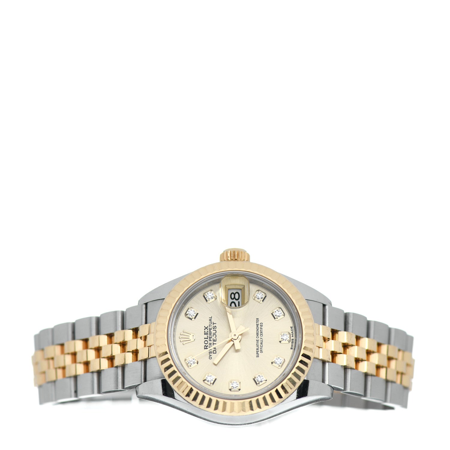 Rolex Stainless Steel 18K Yellow Gold Diamond 28mm Oyster Perpetual Datejust Watch Champagne 279173 2 of 5