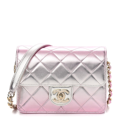 Chanel Metallic Lambskin Like A Wallet Flap Golden Pink 1 of 9