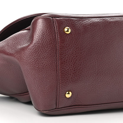 Gucci Metallic Pebbled Calfskin Medium 1973 Top Handle Satchel Burgundy 9 of 18