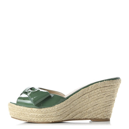 Valentino Garavani Patent Mena Bow Espadrille Wedges 39 Green 1 of 8